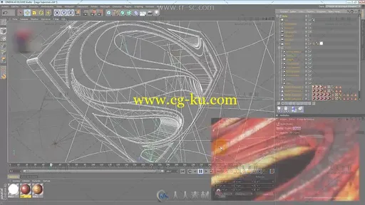 C4D超人标志质感渲染视频教程的图片4