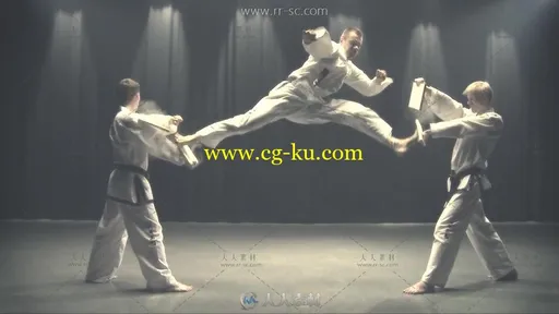 跆拳道格斗武术表演高清实拍视频素材的图片2