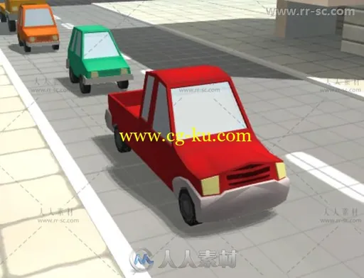 不同类型的卡通车陆地车辆3D模型Unity游戏素材资源的图片12