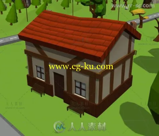 外部卡通乡间村庄风景环境3D模型Unity游戏素材资源的图片12