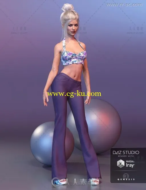 女性美丽可爱时髦的夏季服装套装3D模型合辑的图片2