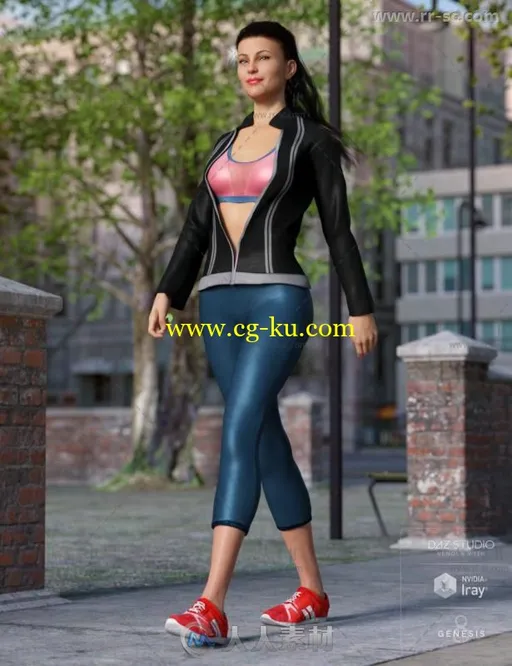 女性时髦舒适的运动服装套装3D模型合辑的图片2