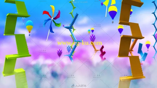 风车七彩热气球想飞就飞舞台背景视频素材的图片3
