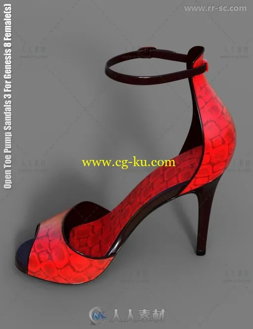 女性性感时髦大方的夏季高跟鞋3D模型合辑的图片3