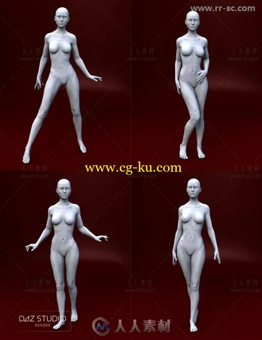 处于静止的女性角色全身姿势3D模型合辑的图片2