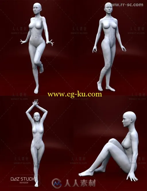 处于静止的女性角色全身姿势3D模型合辑的图片3