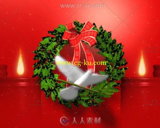红色喜庆背景白鸽红蜡烛圣诞节视频素材的图片2