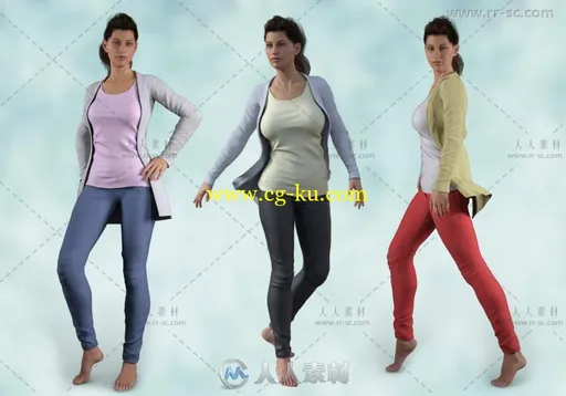 女性简单舒适休闲羊毛衫3D模型合辑的图片2