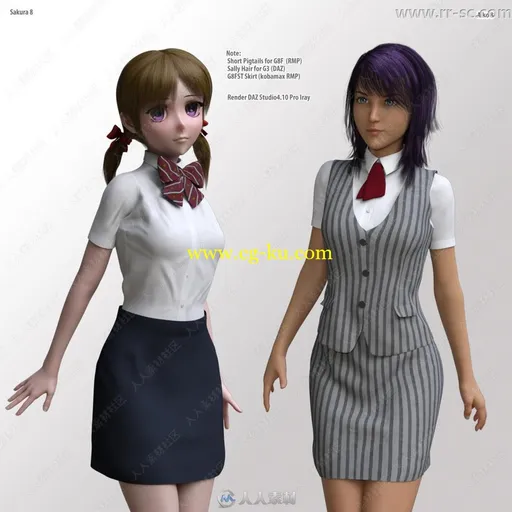 职场女性衬衫领带领结围巾3D模型的图片3