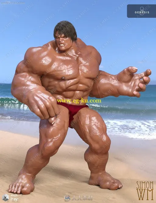各种发达肌肉重量级健美运动员3D模型的图片2