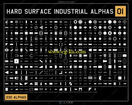 320组ZBrush与Substance硬表面alphas透明通道凹凸深度贴图合集的图片2