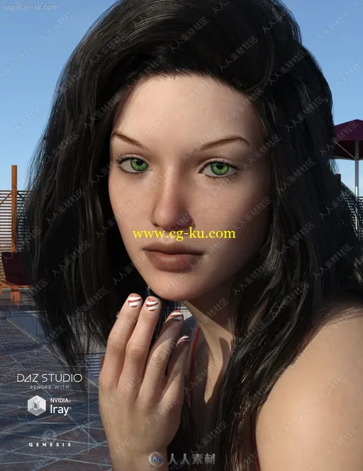 雪白皮肤美丽埃塞尔比亚王后多组眼妆指甲3D模型的图片3