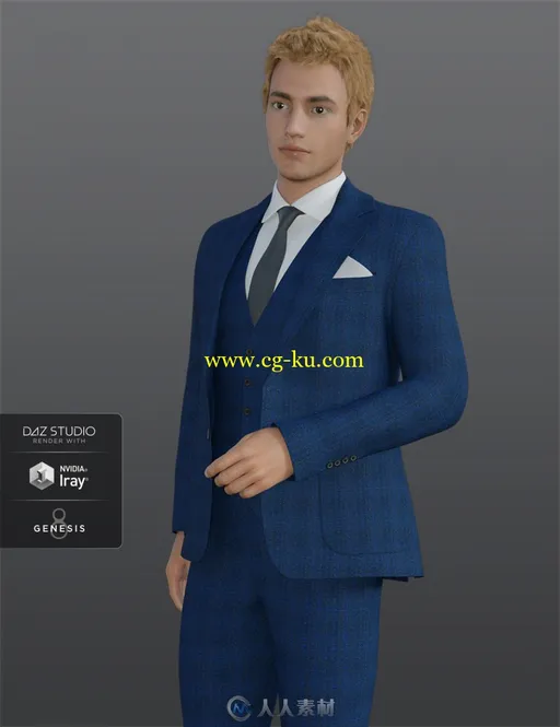 帅气成熟男性商务西服套装3D模型合集的图片1