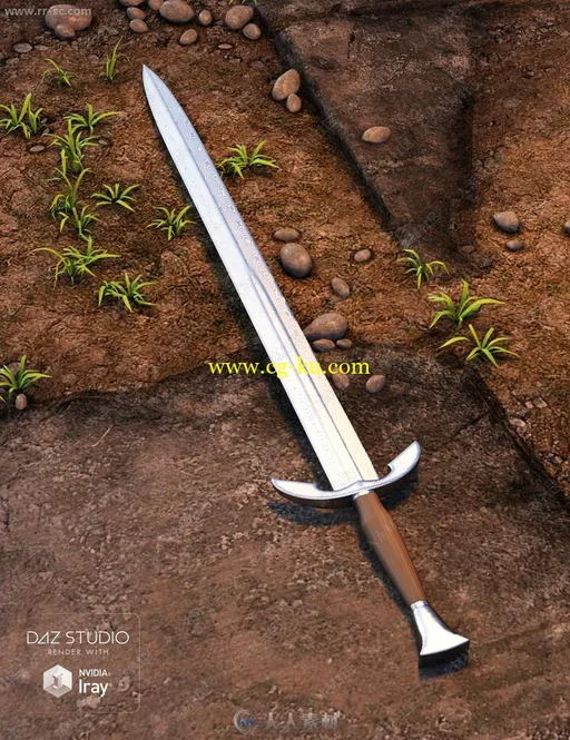 多种古老款式剑柄纹理3D模型的图片1