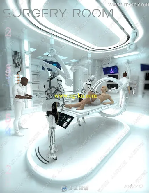 未来科技手术室室内设计3D模型的图片1