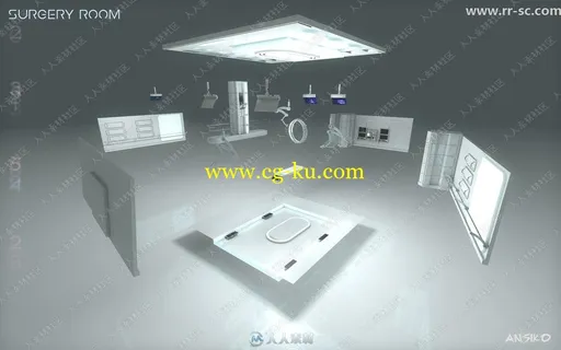 未来科技手术室室内设计3D模型的图片3