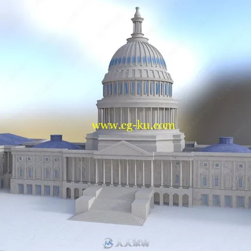 豪华典雅美国国会大厦建筑景观3D模型合集的图片2