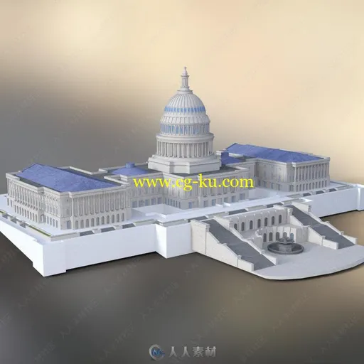 豪华典雅美国国会大厦建筑景观3D模型合集的图片3