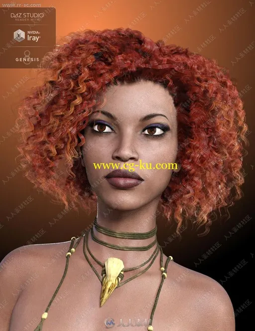 独特优雅黑人女孩多组发型指甲瞳孔妆容3D模型的图片2