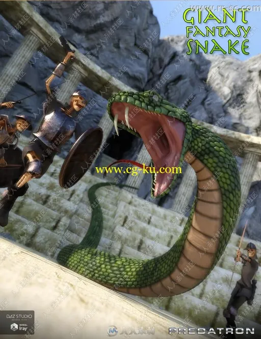 可怕逼真庞大爬行攻击蟒蛇3D模型的图片1