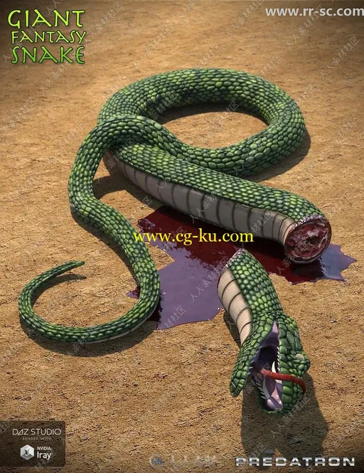 可怕逼真庞大爬行攻击蟒蛇3D模型的图片3