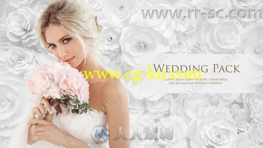 梦幻浪漫白玫瑰背景婚礼幻灯片动画AE模板的图片1