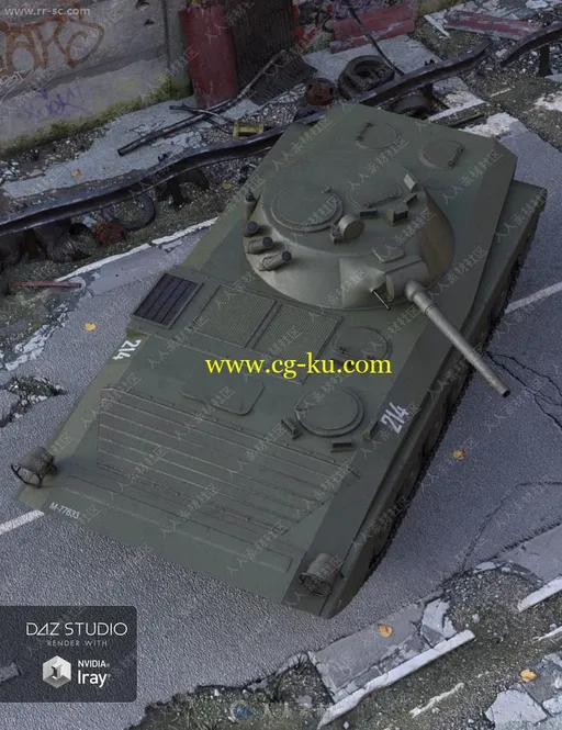 军用坦克不同天气材质变化及细节3D模型的图片1