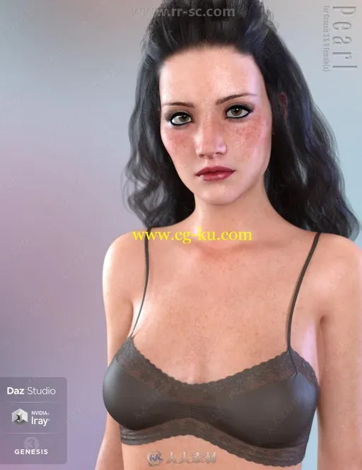 不同眼妆唇妆雀斑女孩女性角色3D模型合集的图片1