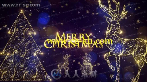 唯美金色雪花粒子散落节日圣诞庆典幻灯片AE模板的图片1