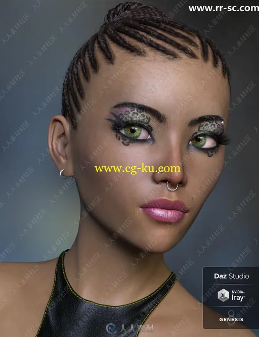 3种肤色多种发型精致妆容女性3D模型的图片1