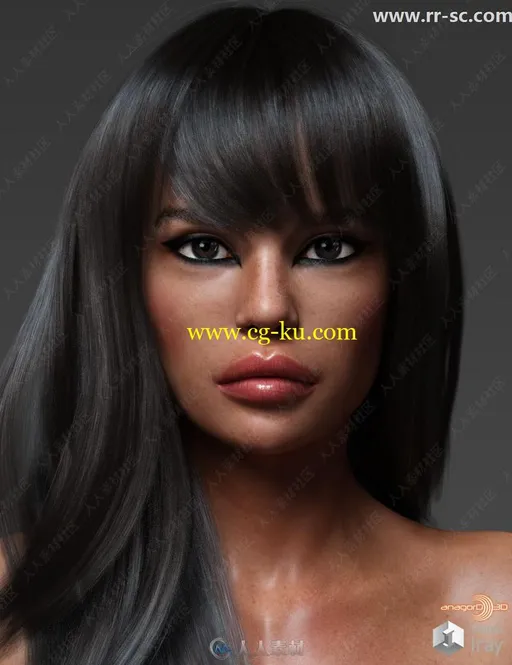 10种眼唇妆指甲颜色多种发型女性3D模型的图片1