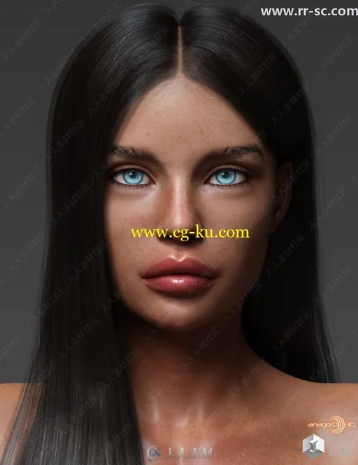 10种眼唇妆指甲颜色多种发型女性3D模型的图片3