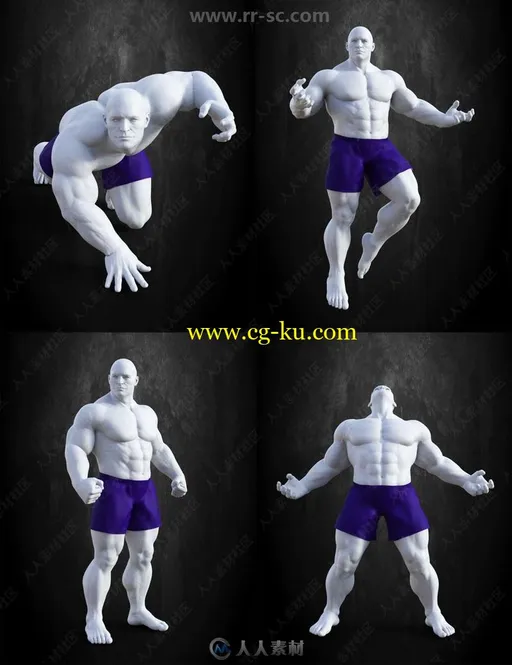 多组生动形象英雄不同武斗姿势男性角色3D模型合集的图片2