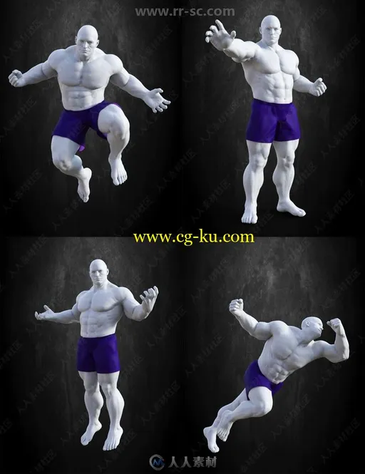 多组生动形象英雄不同武斗姿势男性角色3D模型合集的图片3