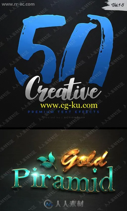 50组创意金色闪亮纹理艺术字体特效PSD模板1-5的图片1