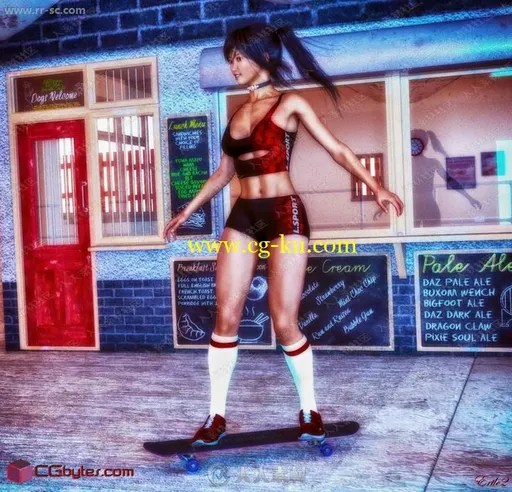 不同颜色图案紧身女性运动套装3D模型的图片3