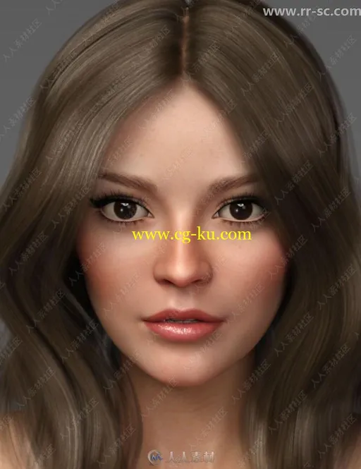 多种发型眼妆唇妆性感身材美丽女性3D模型的图片1