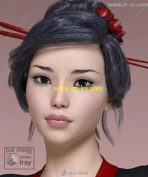 异国风情别致发型可爱美丽女性3D模型的图片1