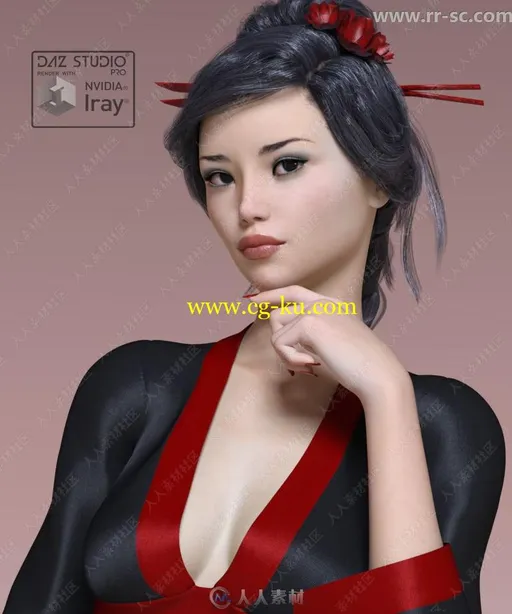异国风情别致发型可爱美丽女性3D模型的图片3