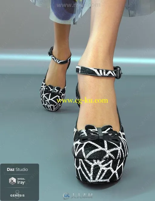 时尚气质不同样式女性厚底高跟鞋3D模型合集的图片1