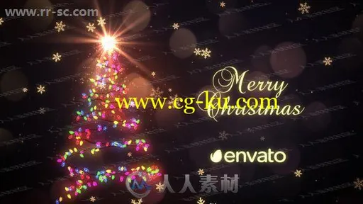 唯美金色雪花粒子彩灯旋转圣诞树节日庆典AE模板的图片1
