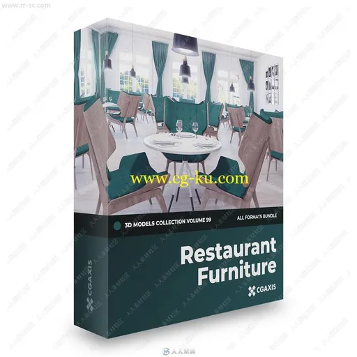 32组餐厅饭店座椅和餐桌等家具3D模型合集 CGAxis第99期的图片1