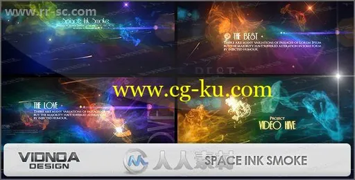 多组色彩斑斓空间水墨烟尘流动标题动画AE模板的图片1