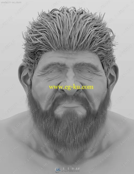 中世纪国王乔治肥胖身体胡须头发3D模型的图片3