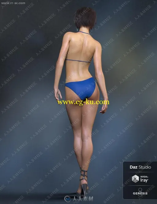 美丽优雅女孩达芙妮多组妆容美甲姿势3D模型的图片3