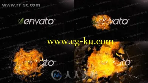 超炫爆破玻璃螺旋火焰logo动画演绎AE模板的图片1