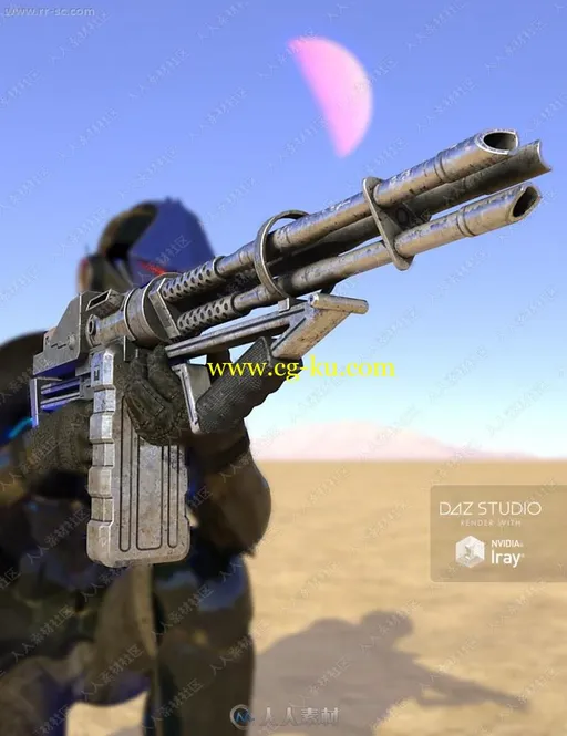 数字瞄准镜现代三管突击步枪3D模型的图片1