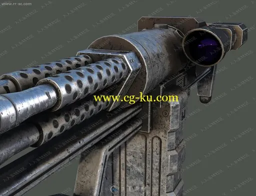 数字瞄准镜现代三管突击步枪3D模型的图片3