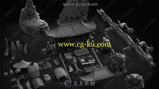 中国风复古建筑装饰风格3D模型合集的图片1