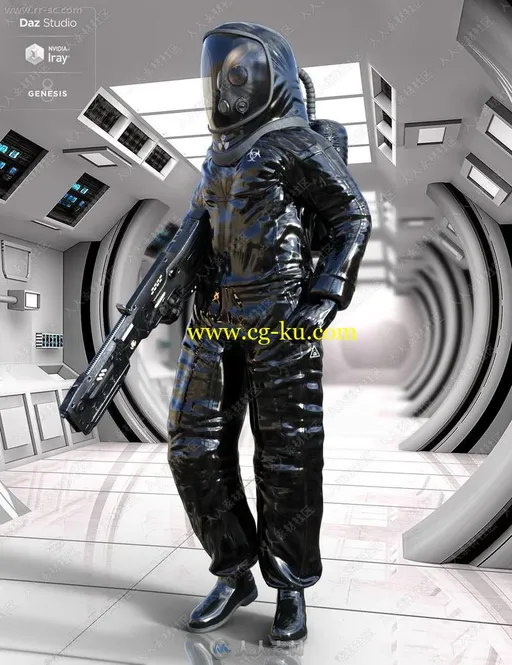 丧尸生化危机防护服装及姿势场景3D模型的图片3